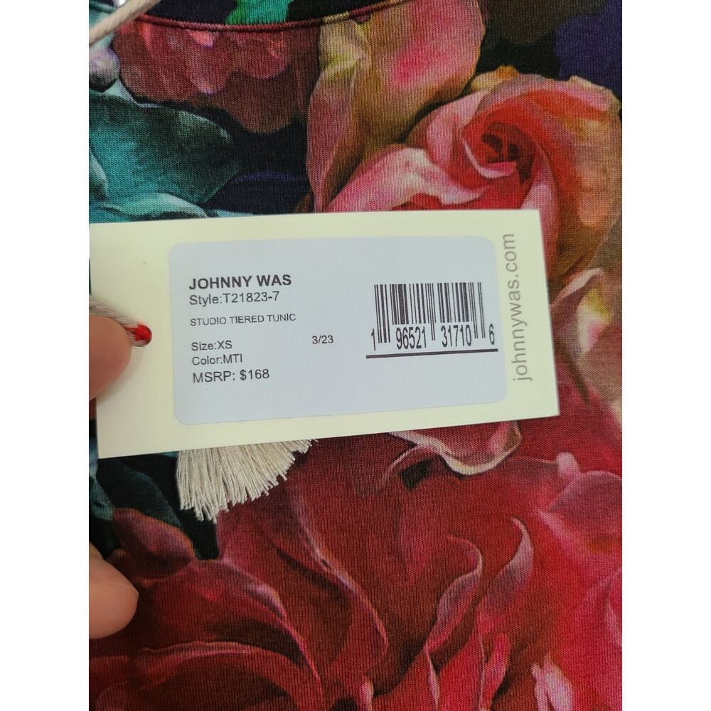 Johnny Was Studio Tiered Tunic Top XS Boho Rose Knit Dress Multi NWT - Picture 3 of 6
